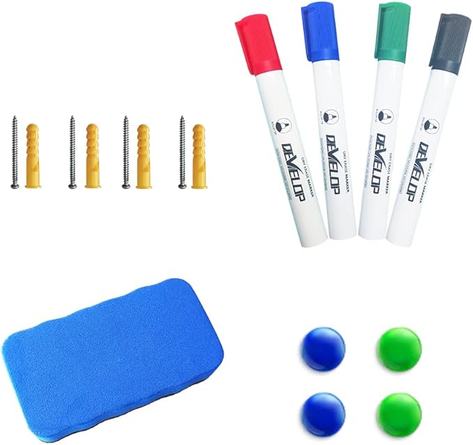 DEVELOP Magnetic Dry Erase White Board 24x36 Inch, Aluminum Frame Wall-Mounted Whiteboard with Detachable Marker Tray & Magnetic Surface for Home Office Classroom Kitchen Memo