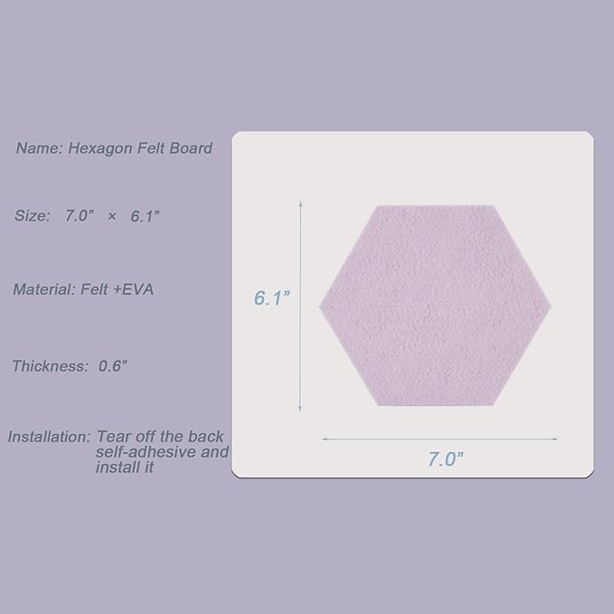 LAJAR 8 Pcs Hexagon Felt Bulletin Board Tiles, Self Adhesive Felt Pin Board Wall Tiles for Photos, Pictures, Memos (Pink)