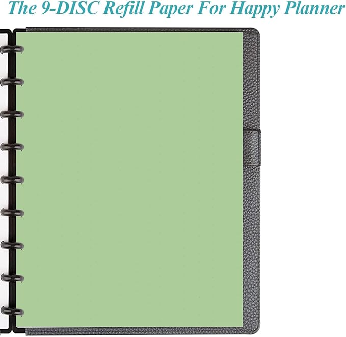 (2-Pack) 9-Disc Discbound 5 Colorful Blank Paper Pre-punched Happy Planners Inserts, 200Sheets/400Pages Classic Size Blank Loose-Leaf Paper, Per Color 40 Sheets, 7" x 9.25"