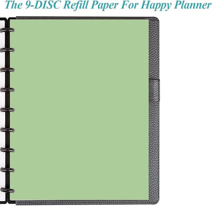(2-Pack) 9-Disc Discbound 5 Colorful Blank Paper Pre-punched Happy Planners Inserts, 200Sheets/400Pages Classic Size Blank Loose-Leaf Paper, Per Color 40 Sheets, 7" x 9.25"