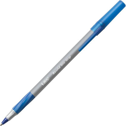 BIC Round Stic Grip Xtra-Comfort Fine Ball Point Pen; Blue; 12 Pack