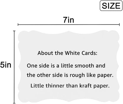 50 Pack Blank Kraft Cards Cardstock Thick Paper Brown Greeting Cards for DIY Gift Card Menus, Baby Shower and Wedding Invitations (White, 5x7IN)