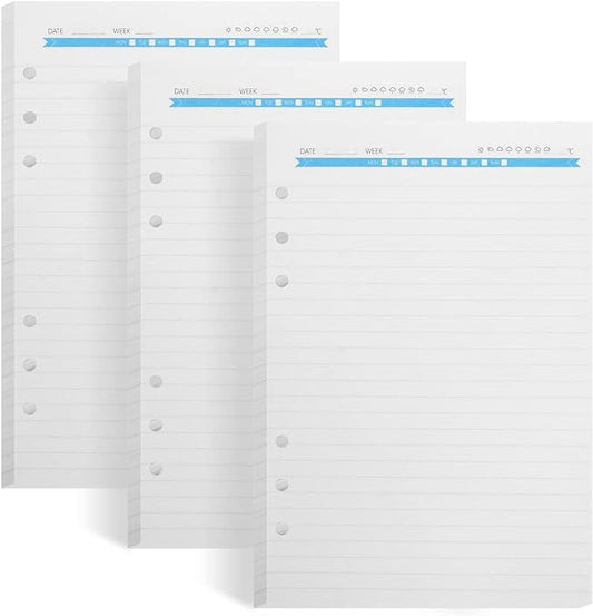 A5 Refills Paper, A5 Binder Planner Loose Leaf Paper, 120 Sheets (240 Pages) 6-Hole Notebook Refills for 6-Ring Refillable A5 Ring Binder Notebook Planner, Lined Paper Creamy Color