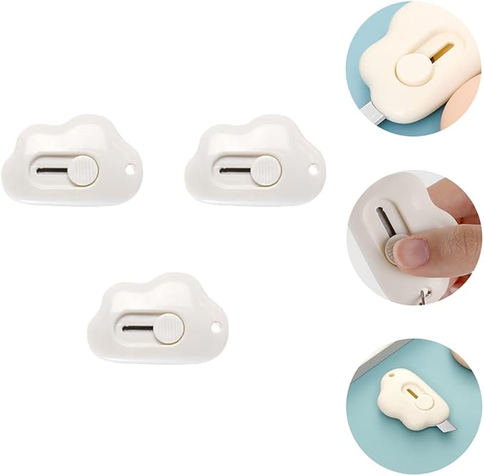 Angoily 3pcs for Home Utility Mini Retractable Lock Opening Tool School Pocket Knife Function Portable Knives Cutting Students Cardboard Craft Cartons Letter Practical Animal Box Cutter