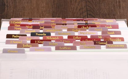 Thinkor Laminated & Repostion Bible Tabs, Gold Foil Large Print Christian Gift for Women and Men, Easy to Read and Apply Bible Journaling Tabs (Gold Earth Tone)