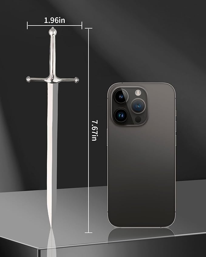 Letter Opener Envelope Slitter Mail Opener Tool Sword Letter Opener Vintage Decorative Letter Opener Knife Desks Decoration Silver Ergonomic Grip Handle Office Mail Supplies