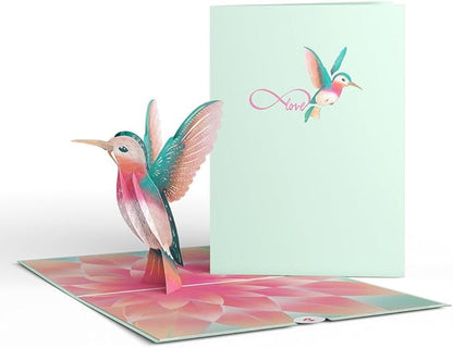 Lovepop Everyday Pop-Up Card for Her, Him, Girls, Boys - 3D Love Greeting Cards - Lovely Hummingbird - 5" x 7" - Blank Note Card & Envelope Included