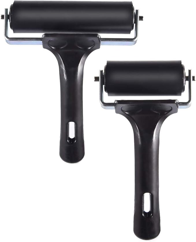 2Pcs Rubber Brayer Roller for Printmaking, Great for Gluing Application Also. (4inch+2.2 inch)
