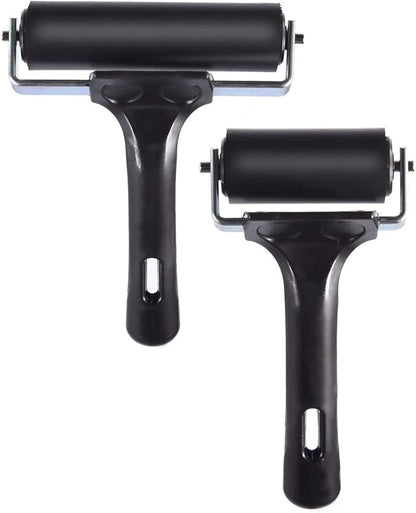 2Pcs Rubber Brayer Roller for Printmaking, Great for Gluing Application Also. (4inch+2.2 inch)