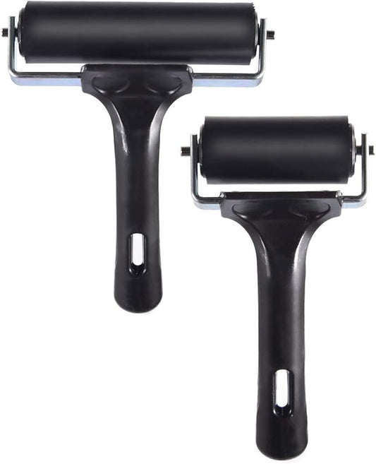 2Pcs Rubber Brayer Roller for Printmaking, Great for Gluing Application Also. (4inch+2.2 inch)