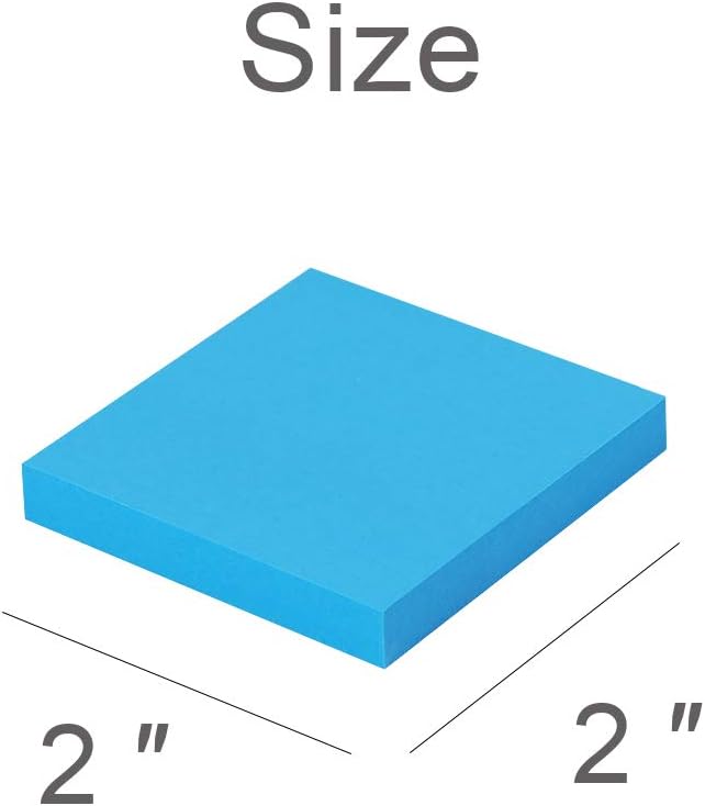Vanpad (24 Pack) Sticky Notes 2x2 in Bright Stickies Colorful Super Sticking Power Memo Pads Strong Adhesive 64 Sheets/pad