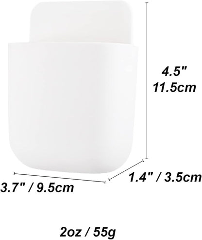 3 Pcs Remote Control Holder, Wall Mount Pen Holder Hole-Free Self Adhesive Phone Charging Organizer Pencil Storage Containers for Home Office School Supply Orgaizer (White
