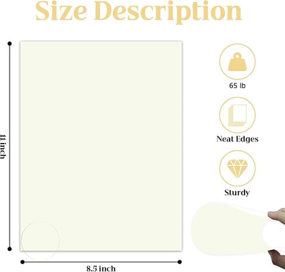 100 Sheets Cream Cardstock Paper 8.5 x 11 Ivory Paper,65lb Premium Off White Card Stock for Paper Crafting,Invitations,Certificates,Card Making