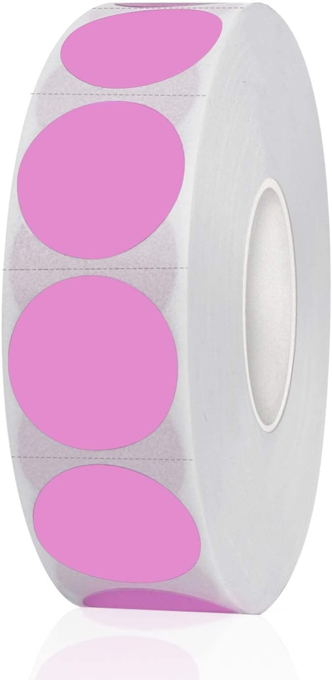 1200 Pieces 0.75 Inch Round Color Coding Label Garage Sale Stickers Blank Yard Sale Price Stickers Permanent Adhesive Dots, Easily Writable with Perforation Line (Pink)