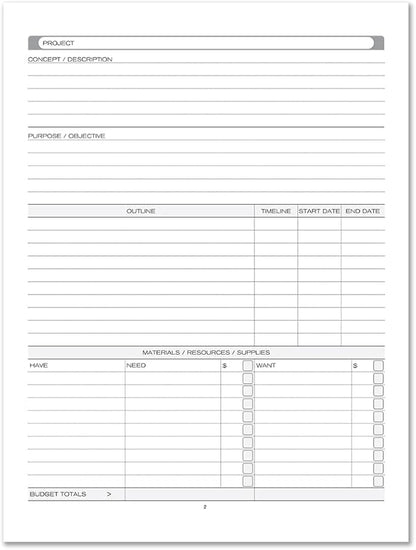 BookFactory Project Diary/Project Management Logbook - Hardbound, 100 Pages, 8.5" x 11" (JOU-100-7CS-VM(Projects))