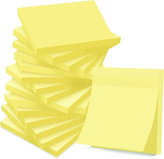 (16 Pack) Sticky Notes 3x3 in Canary Yellow, Clean Removal, Recyclable, Self-Stick Pads, Easy to Post for Home, Office, Notebook