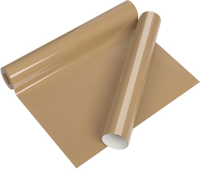 VINYL FROG Heat Transfer Vinyl Roll HTV Vinyl - 12"x5ft Camel Iron on Vinyl for T-Shirts, Heat Press Vinyl for DIY Craft Designs (Camel)