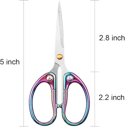 5" All Stainless Steel Office Scissors,Ultra Sharp Blade Shears,Sturdy Sharp Scissors for Office Home School Sewing Fabric Craft DIY Multipurpose Scissors Colorful