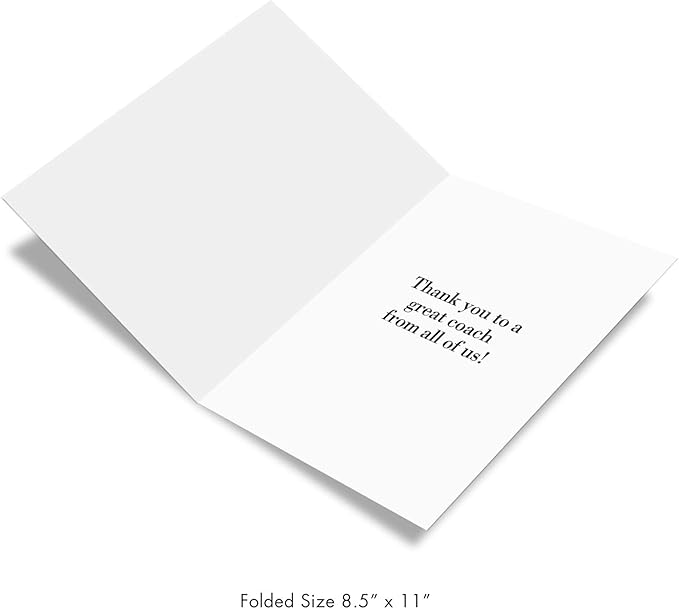 NobleWorks - 1 Jumbo School Coaches Thank You Greeting Card From US from Everyone w/Envelope (8.5 x 11 Inch) Team Sports Gratitude, Teacher and Mentor Notecard - Life Changing Coach J3127TYG-US