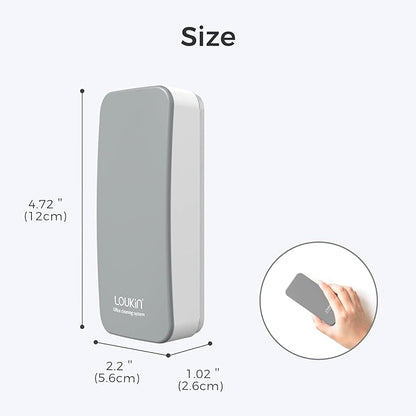 LOUKIN Magnetic Dry Erase Eraser, Whiteboard Eraser, Glass Board Eraser(Gray), One Bottle of 3.4 fl oz Whiteboard Cleaner Included, for Classroom, Home and Office Use