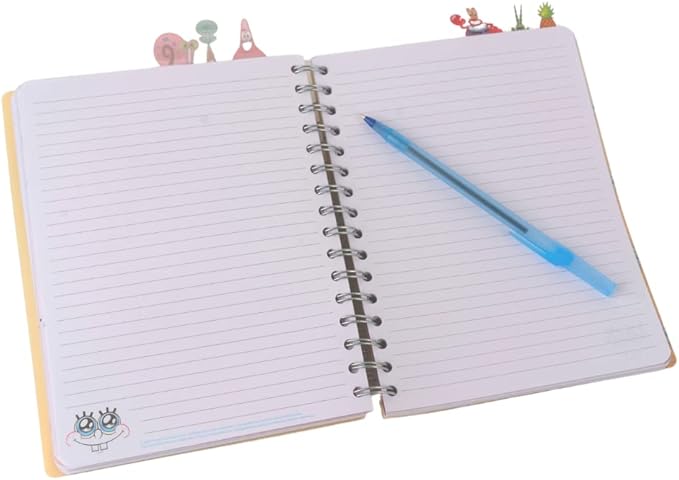 Innovative Designs Nickelodeon Spongebob Squarepants Tab Journal Notebook, Spiral Bound, 144 Lined Pages, 8 x 7 inches