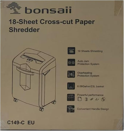 Bonsaii Paper Shredder, 18-Sheet 60-Minutes Shredder for Office Heavy Duty Cross-Cut Shredder with 6 Gallon Pullout Basket 4 Casters(C149-C)