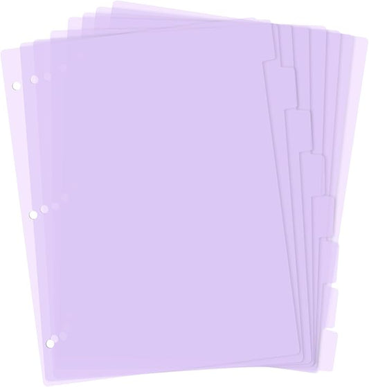 3 Ring Pink Binder Dividers with 8-Tabs, A4 Purple Binder Dividers, Sturdy Plastic Dividers, Aesthetic Dividers for Binder, Suitable for Notebooks and Binders, Tabs for Binder, 3 Hole Punch(Purple,A4)