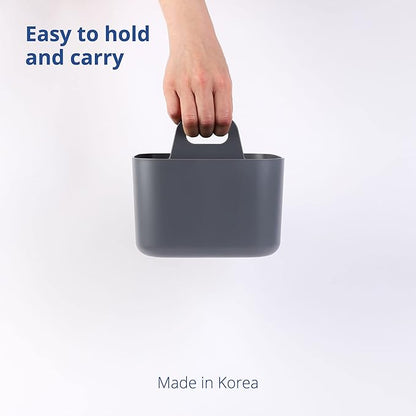 BLUE GINKGO Stackable Organizer Caddy – Korean-Made Portable Tote for Bathroom, Office, Crafts, or School Supplies (Square, Gray)