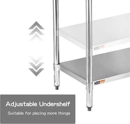 Stainless Steel Work Table for Prep & Work 24 x 36 inches, 3ft, Commercial Heavy Duty Kitchen Table for Restaurant, Home, Hotel, Kitchen Prep Table