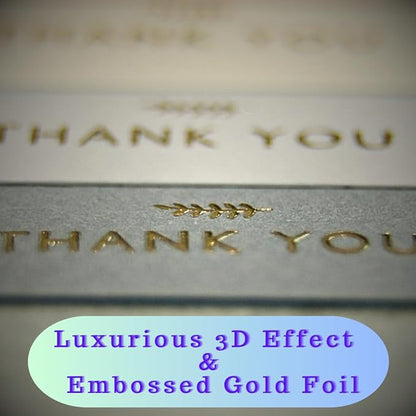 RUN2PRINT (36 Pack Thank You Cards With Envelopes & Foil Stickers - Elegant Dusty multicolored Emboss Gold Foil Pressed - Blank Notes Wedding, Bridal, Baby Shower, Business and Formal All Occasion Cards