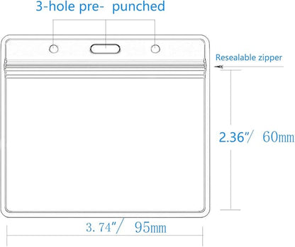Extra Thick Horizontal ID Card Name Tag Badge Holder with Waterproof Type Resealable Zip (Holders, 20Packs)