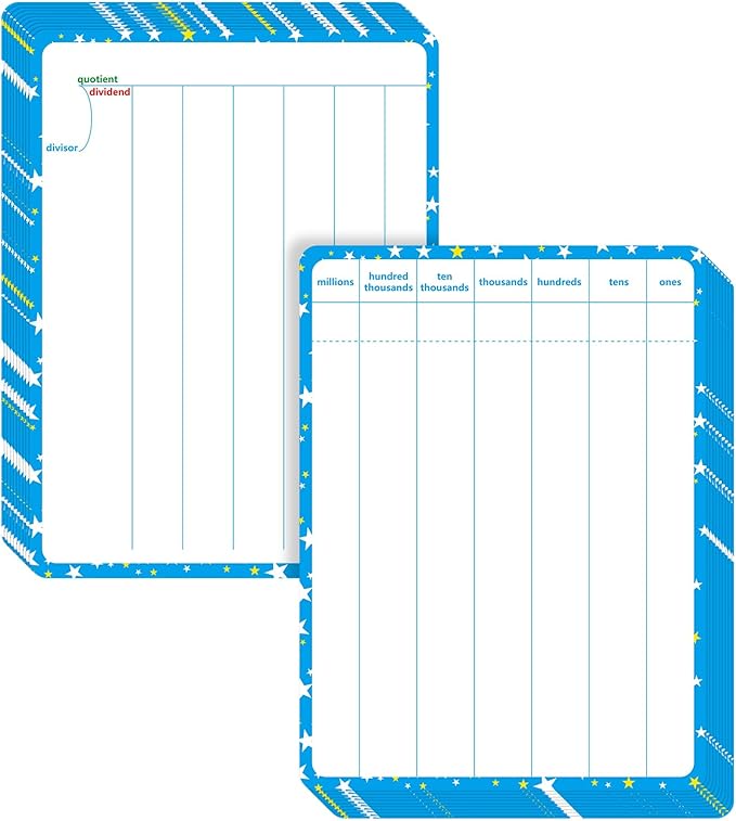 10 Packs Division Whiteboard Card, Double Sided Dry Erase Board Writable and Erasable Math Learning White Board for Kids, Students, Classroom and Home (Each Measures 12” x 9”)