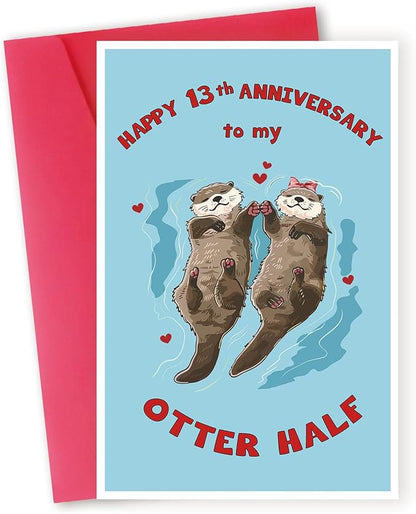 Romantic 13th Anniversary Card for Wife, Husband,Boyfriend,Girlfriend,Funny 13 Year Anniversary Card for Him Her,Gifts Idea for Dad Mom Couple Wedding Anniversary