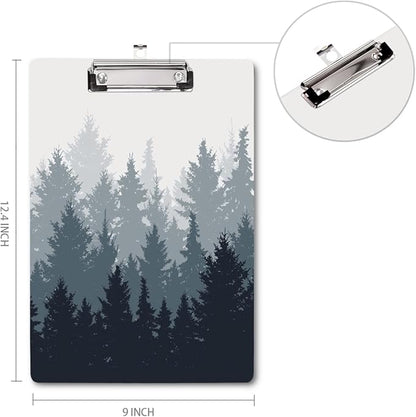 WAVEYU Fashion Cute Clipboard, Decorative Office School Hardboard Wood Nursing Clip Board for Standard A4 Letter Size for Students, Women, Men and Kids, 12.5"x 9", Forest Pattern