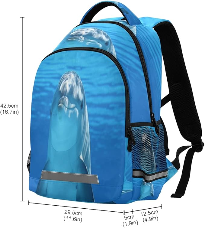 AUUXVA Cute Dolphin Sea Ocean Backpack School Bookbag Laptop Purse Casual Daypack for Teen Girls Women Boys Men College Travel