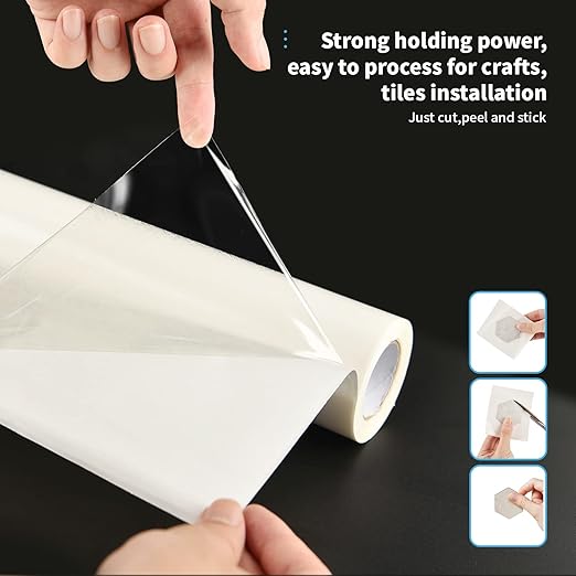 Art3d 12in.X 360in. Double-Sided Tape Sheet for Crafts, Arts, DIY Projects, Reinforcing Sticky Adhesive for Peel and Stick Tiles, Damage-Free, Residue-Free