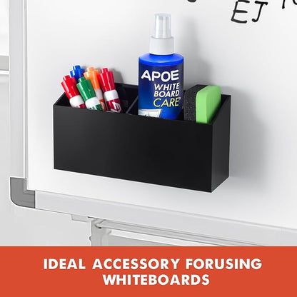 Magnetic Dry Erase Marker Holder, Acrylic Magnet Pen Holder for Whiteboard, Refrigerator, Magnetic Fridge Organizer for Office, Classroom, Whiteboard Maker Holder, Locker Organizer(Black)