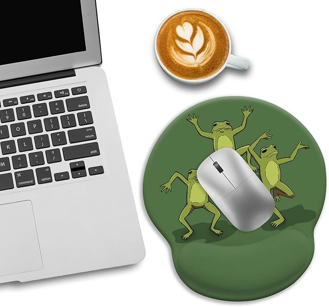 Frog Mouse Pad with Wrist Rest, Gaming Ergonomic Mousepad Wrist Support with Non-Slip Pain Relief PU Base, Funny Mouse Pads for Desk, Cute Office Desk Accessories Decor Gift for Women Men