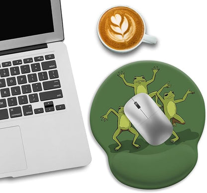 Frog Mouse Pad with Wrist Rest, Gaming Ergonomic Mousepad Wrist Support with Non-Slip Pain Relief PU Base, Funny Mouse Pads for Desk, Cute Office Desk Accessories Decor Gift for Women Men