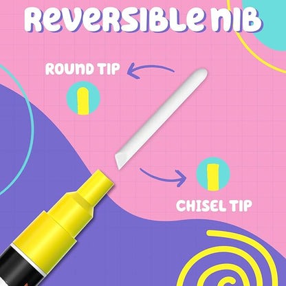 Liquid Chalk Markers (10 Pack) with Gold & Silver - Fine Tip Dry Erase Marker Pens for Blackboard, Windows, Chalkboard Signs, Bistro - 3mm Reversible Tip