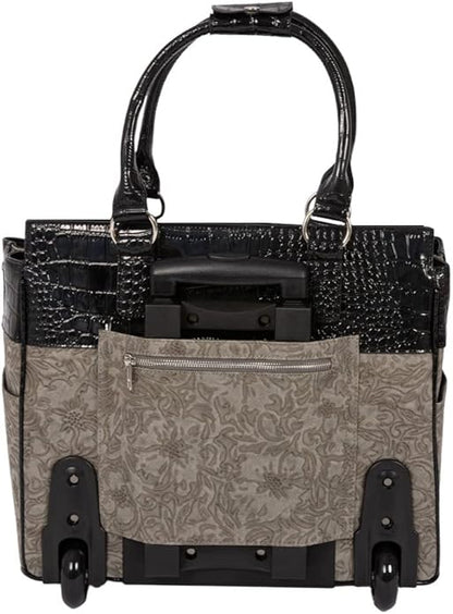 JKM and Company Alligator Compatible With Computer iPad, Laptop Tablet Rolling Tote Bag Briefcase Carryall Bag