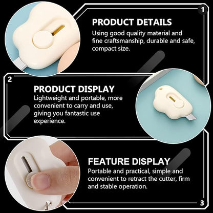 Angoily 3pcs for Home Utility Mini Retractable Lock Opening Tool School Pocket Knife Function Portable Knives Cutting Students Cardboard Craft Cartons Letter Practical Animal Box Cutter