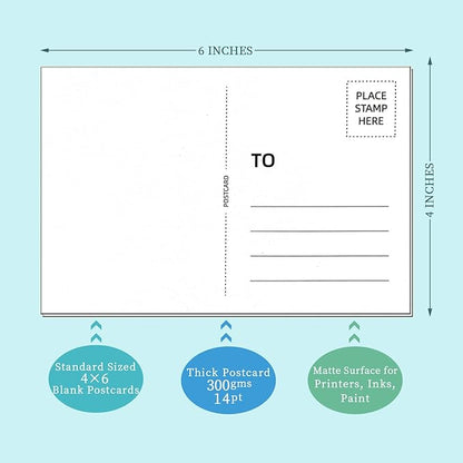50 Pack Blank Postcard for Mailing, 4x6 Thick 14pt Mailable Post Cards Set for DIY Greeting Cards Thank You Card and More (White)