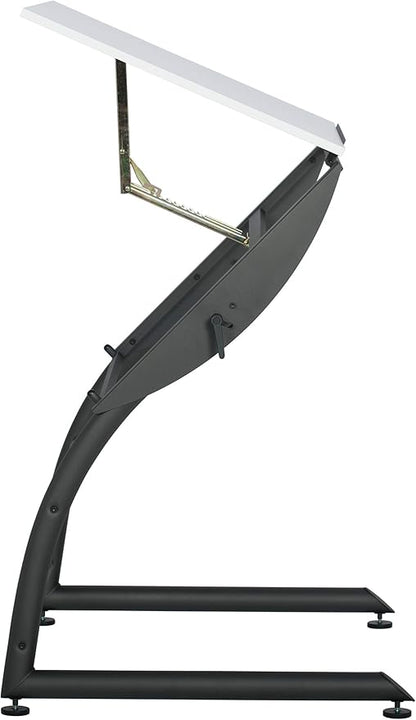 SD STUDIO DESIGNS Triflex Drawing Table, Sit to Stand Up Adjustable Office Home Computer Desk, 35.25" W X 23.5" D, Charcoal Black/White