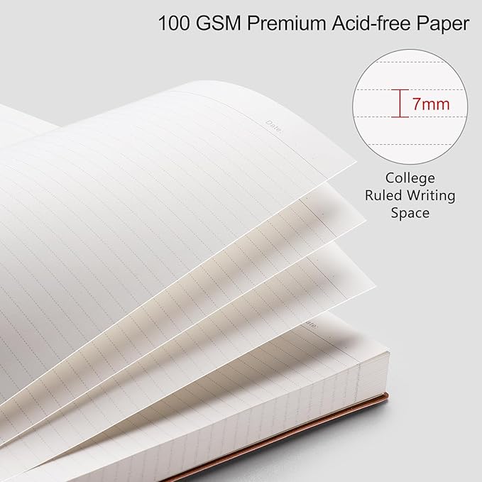 RETTACY Journaling Notebooks, A4 Lined Notebook Journal with 320 Pages, 8.5" × 11", Large Size, Notebook Journal for Work, School, Writing, Leather Softcover, 100 GSM Thick Paper (Pink)