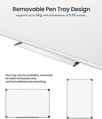 VUSIGN 2PCS Magnetic White Board Kit for Wall 36" x 24", 2 Dry Eraser & 4 Multicolor Markers & 8 Magnetic Pins, Sliver Reinforced Aluminum Frame for Home, School, Office