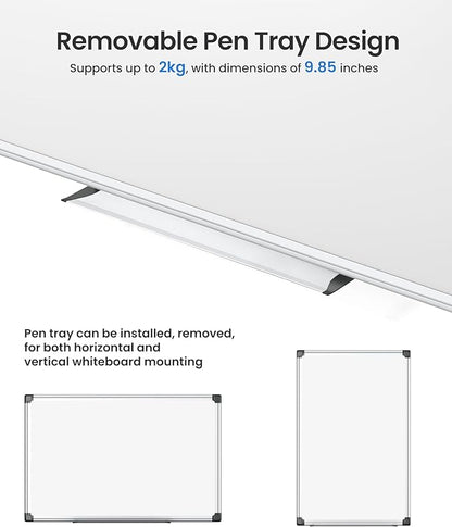 VUSIGN 6PCS Magnetic White Board Kit for Wall 18" x 12", 6 Dry Eraser & 12 Multicolor Markers & 24 Magnetic Pins, Sliver Reinforced Aluminum Frame for Home, School, Office