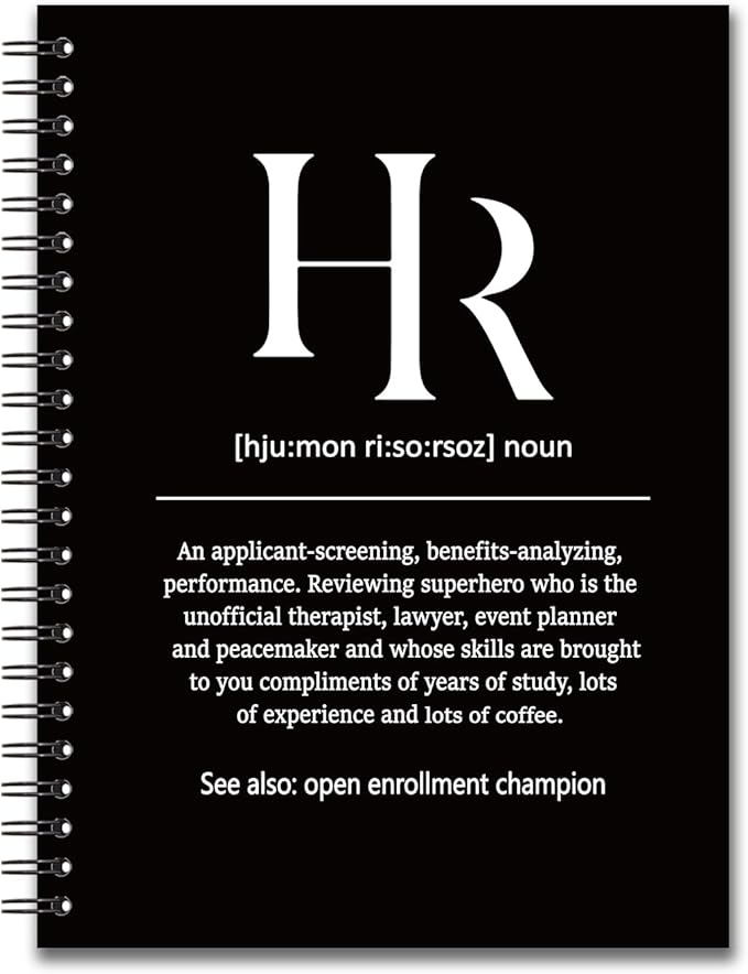 YAZMEEN Human Resources Blank Spiral Notebook（160 Pages） HR Definition Hardcover Sketchbook HR Appreciation Gift Human Resources Notebook Gift Funny Birthday Gift for HR Employee Colleague Manager
