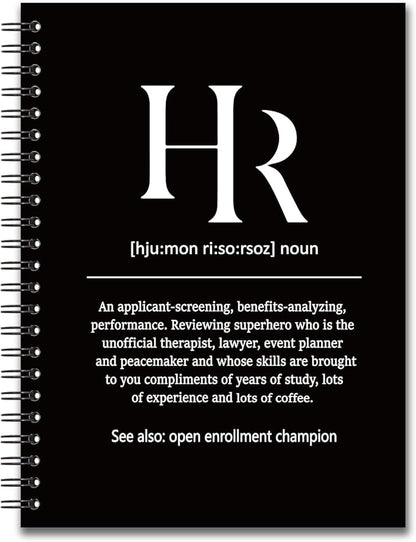 YAZMEEN Human Resources Blank Spiral Notebook（160 Pages） HR Definition Hardcover Sketchbook HR Appreciation Gift Human Resources Notebook Gift Funny Birthday Gift for HR Employee Colleague Manager