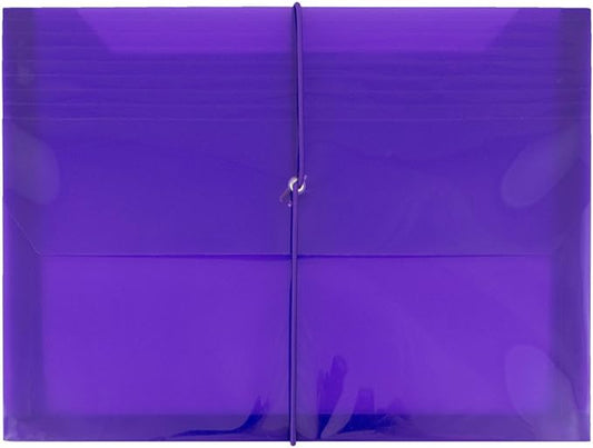 JAM PAPER Plastic Expansion Envelopes with Elastic Band Closure - Letter Booklet - 9 3/4 x 13 with 2.5 Inch Expansion - Purple - 12/Pack